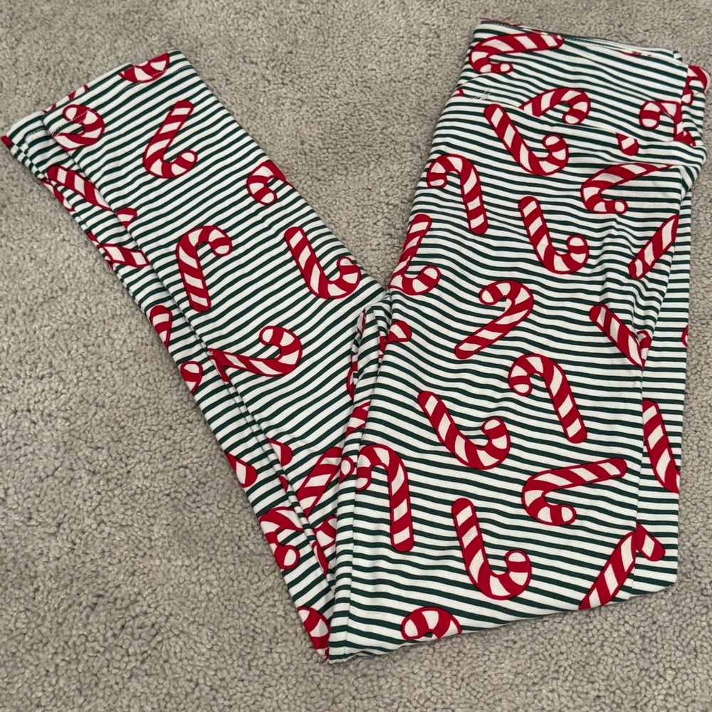 Lularoe leggings (one size) Christmas candy canes